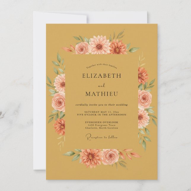 Invitación Boda Otoñal Cálida en Ocre (Anverso)