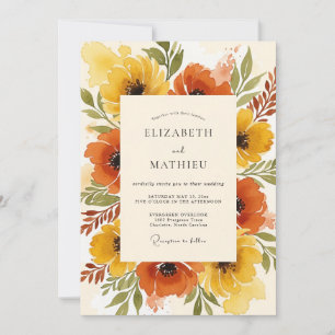 Invitación Boda Otoñal Cálida Naranja Quemada