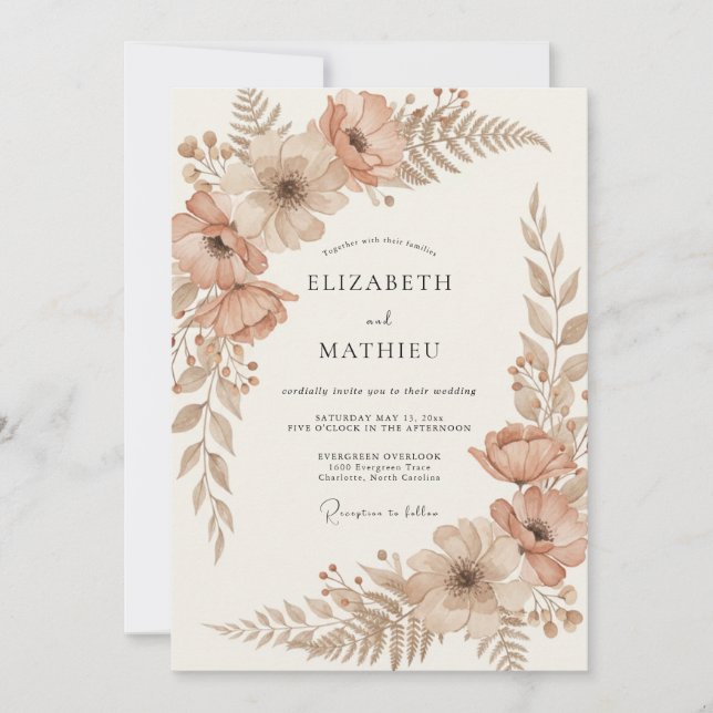 Invitación Boda Otoñal Cálida Siena (Anverso)