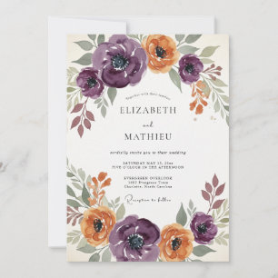 Invitación Boda Otoñal Cautivadora de Ciruela