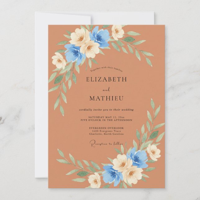 Invitación Boda Otoñal Cautivadora de Terracota (Anverso)