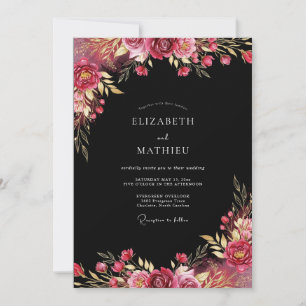 Invitación Boda Otoñal con Floral Burgundy Pintoresco