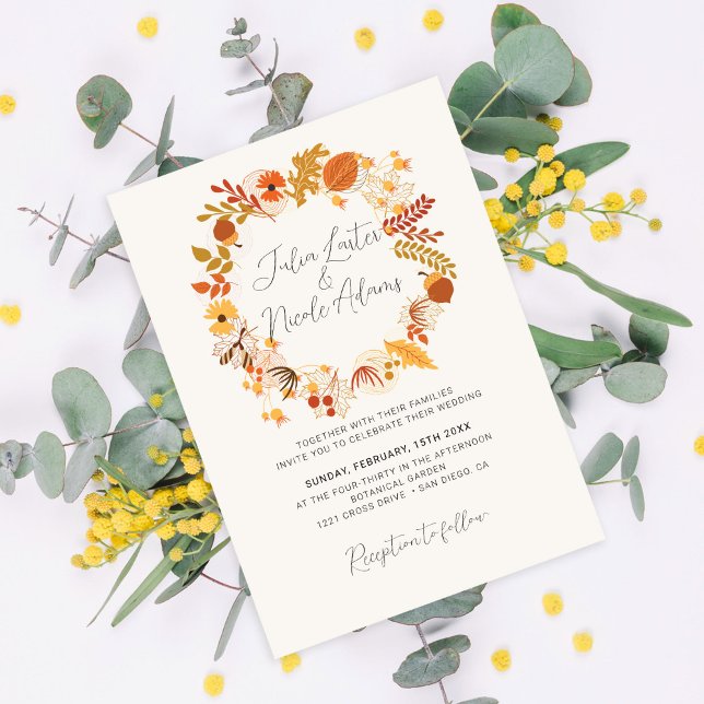 Invitación Boda Otoñal con Flores Rústicas Boho (Subido por el creador)