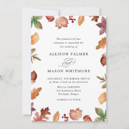 Invitación Boda Otoñal con Hojas de Otoño Rústicas