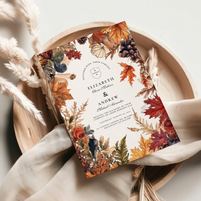 Invitación Boda Otoñal con Hojas Rústicas (Subido por el creador)