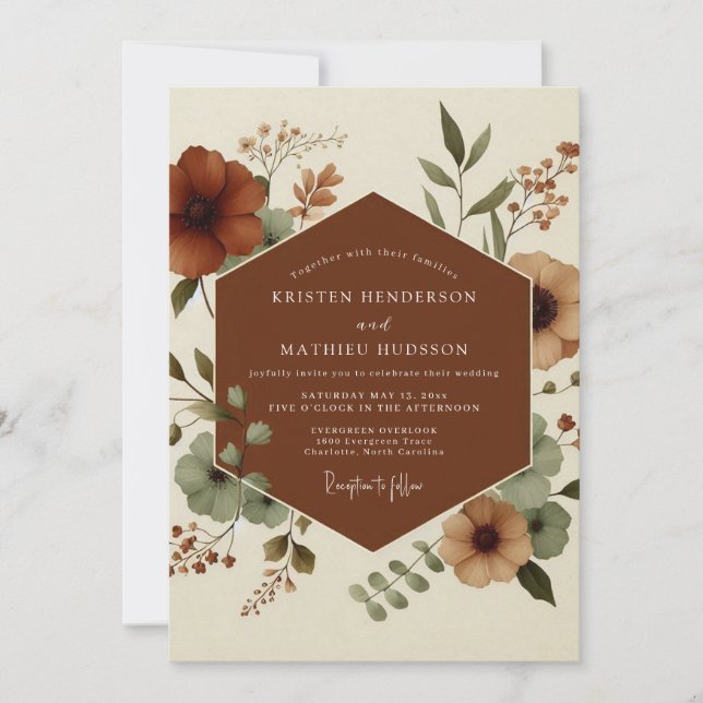 Invitación Boda Otoñal Copper Sage (Anverso)
