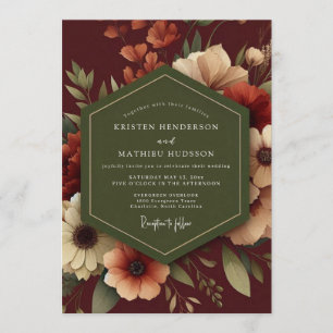 Invitación Boda Otoñal de Arándano y Salvia