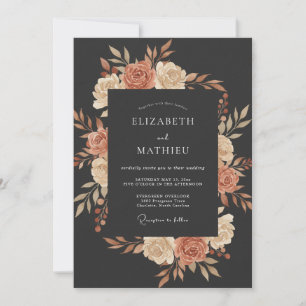 Invitación Boda Otoñal de Carbón Impactante