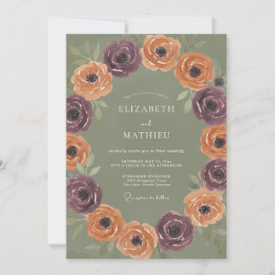 Invitación Boda Otoñal de Cosecha Verde Salvia