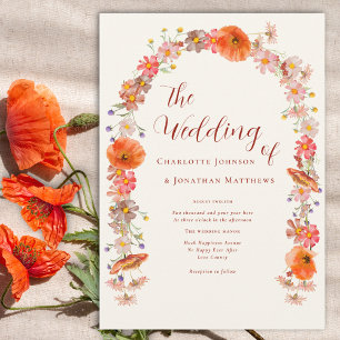 Invitación Boda Otoñal de Estilo Boho Chic con Flores Silvest