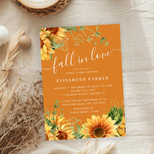 Invitación Boda otoñal de flores naranja quemada enamorada