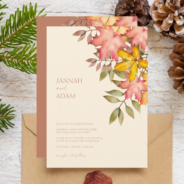 Invitación Boda Otoñal de Hojas Románticas de Otoño (Subido por el creador)