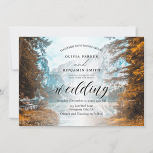 Invitación Boda otoñal de la montaña forestal de otoño