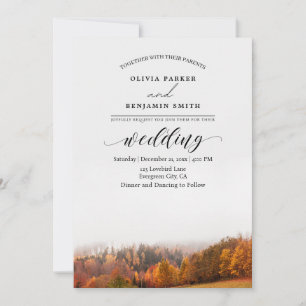 Invitación Boda otoñal de los bosques de otoño