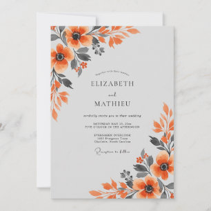 Invitación Boda Otoñal de Naranja Quemada Pulida