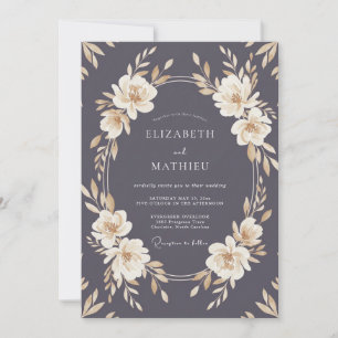 Invitación Boda Otoñal de Pizarra Púrpura Pulida