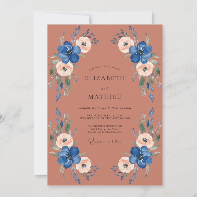 Invitación Boda Otoñal de Terracota Pulida (Anverso)