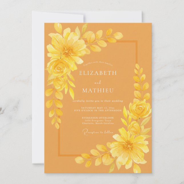Invitación Boda Otoñal de Terracota Soleada (Anverso)