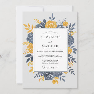 Invitación Boda Otoñal Digna de Azul Marino