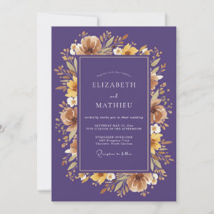 Invitación Boda Otoñal Distinguida de Ciruela