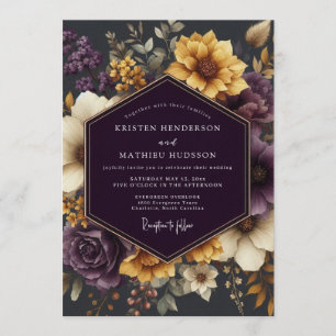 Invitación Boda Otoñal Dorada Amatista