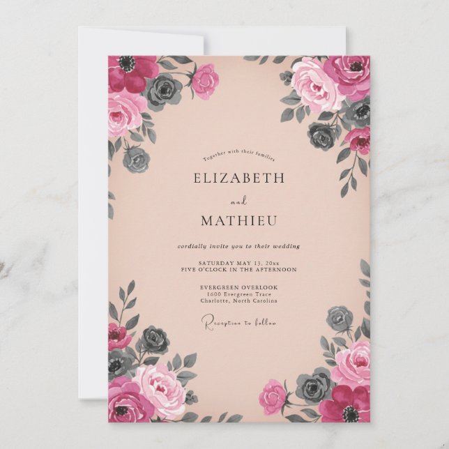 Invitación Boda Otoñal Dramática con Rubor (Anverso)