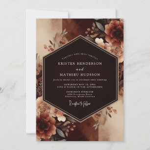 Invitación Boda Otoñal Dramática de Color Óxido