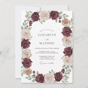 Invitación Boda Otoñal Elegante de Borgoña