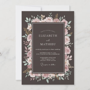 Invitación Boda otoñal elegante espresso