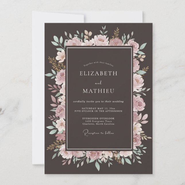 Invitación Boda otoñal elegante espresso (Anverso)