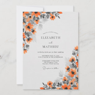 Invitación Boda Otoñal Elegante Naranja Oxidado
