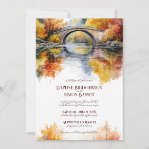 Invitación Boda otoñal en puente de bosque
