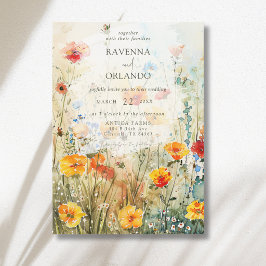 Invitación Boda Otoñal en un Prado de Flores Silvestres Vinta