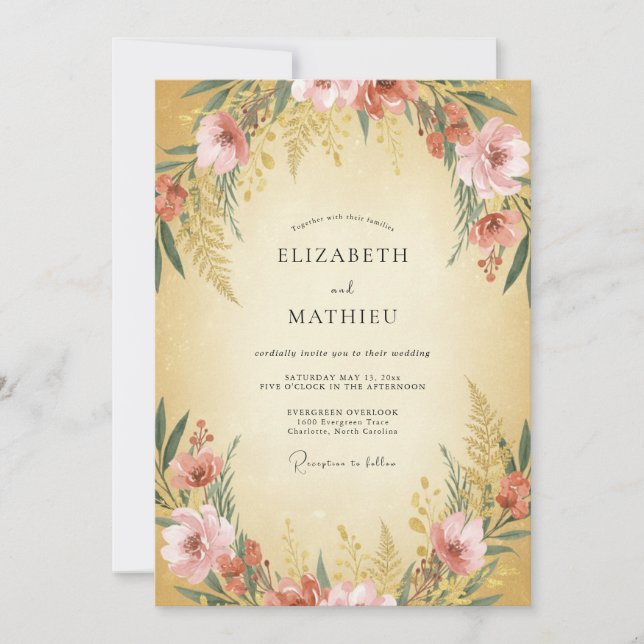 Invitación Boda Otoñal Encantadora Ámbar (Anverso)