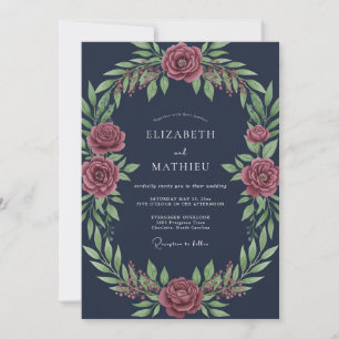 Invitación Boda Otoñal Encantadora de Azul Mariner