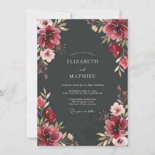 Invitación Boda Otoñal Encantadora de Gris Carbón