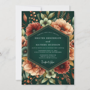 Invitación Boda Otoñal Esmeralda y Óxido
