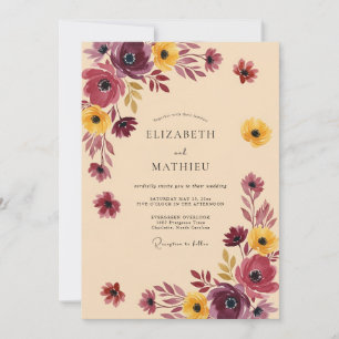 Invitación Boda Otoñal Espléndida Amarilla Ciruela