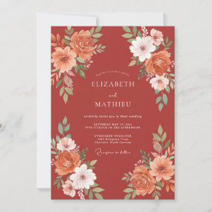 Invitación Boda Otoñal Espléndida de Terracota
