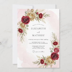 Invitación Boda Otoñal Exuberante de Borgoña