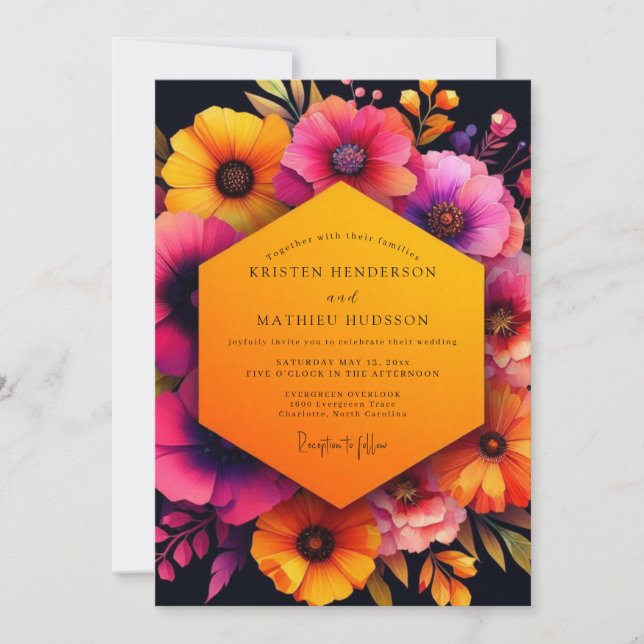 Invitación Boda Otoñal Flor de Ámbar (Anverso)