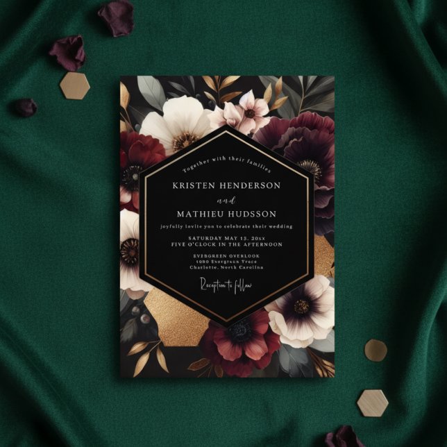 Invitación Boda Otoñal Floral Borgoña (Subido por el creador)