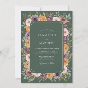 Invitación Boda Otoñal Floral de Ciruela