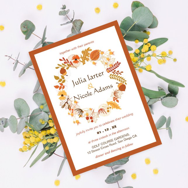 Invitación Boda Otoñal Floral Rústica Seca Bohemio (Subido por el creador)