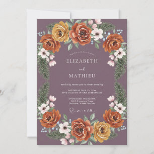 Invitación Boda Otoñal Floreciente de Terracota