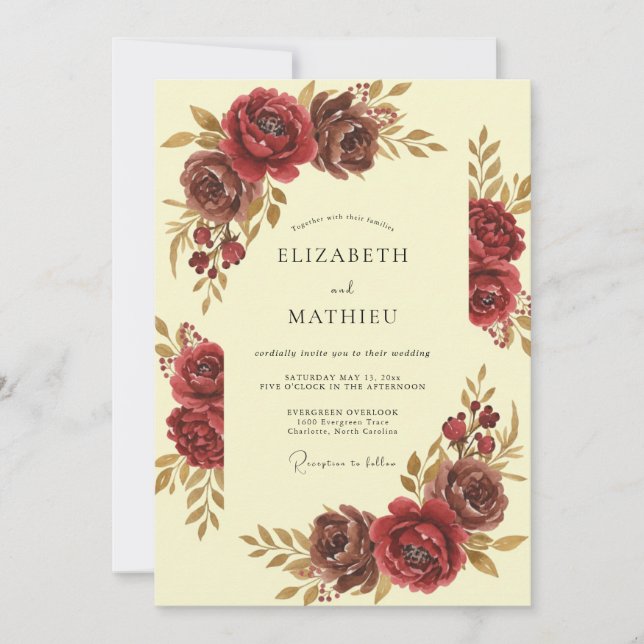 Invitación Boda Otoñal Gran Marrón (Anverso)