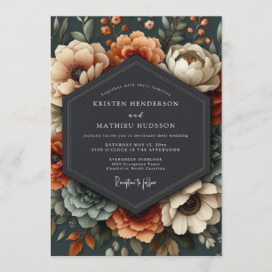 Invitación Boda Otoñal Ilustre de Terracota
