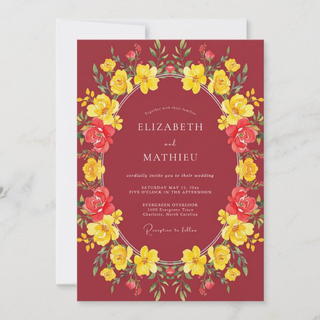 Invitación Boda Otoñal Impactante de Sangria (Anverso)