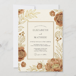 Invitación Boda Otoñal Impresionante de Terracota