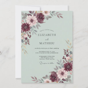 Invitación Boda Otoñal Impresionante en Verde Salvia